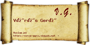 Vörös Gerő névjegykártya